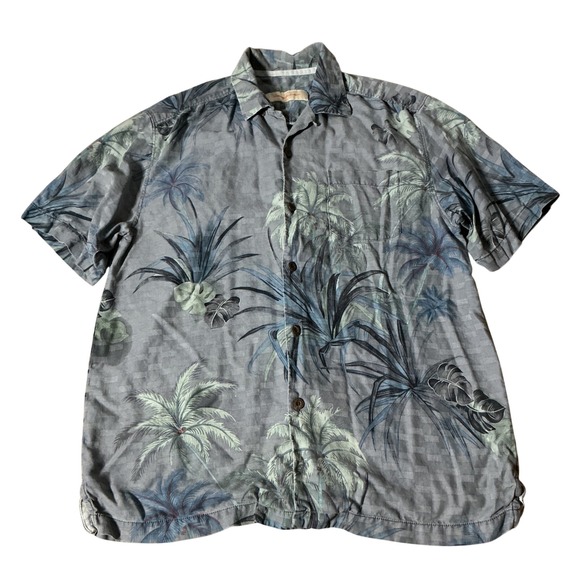 Tommy Bahama Other - Tommy Bahama Preppy Mens S Blue Silk Palm Print Jacquard Camp Shirt 141-T37135